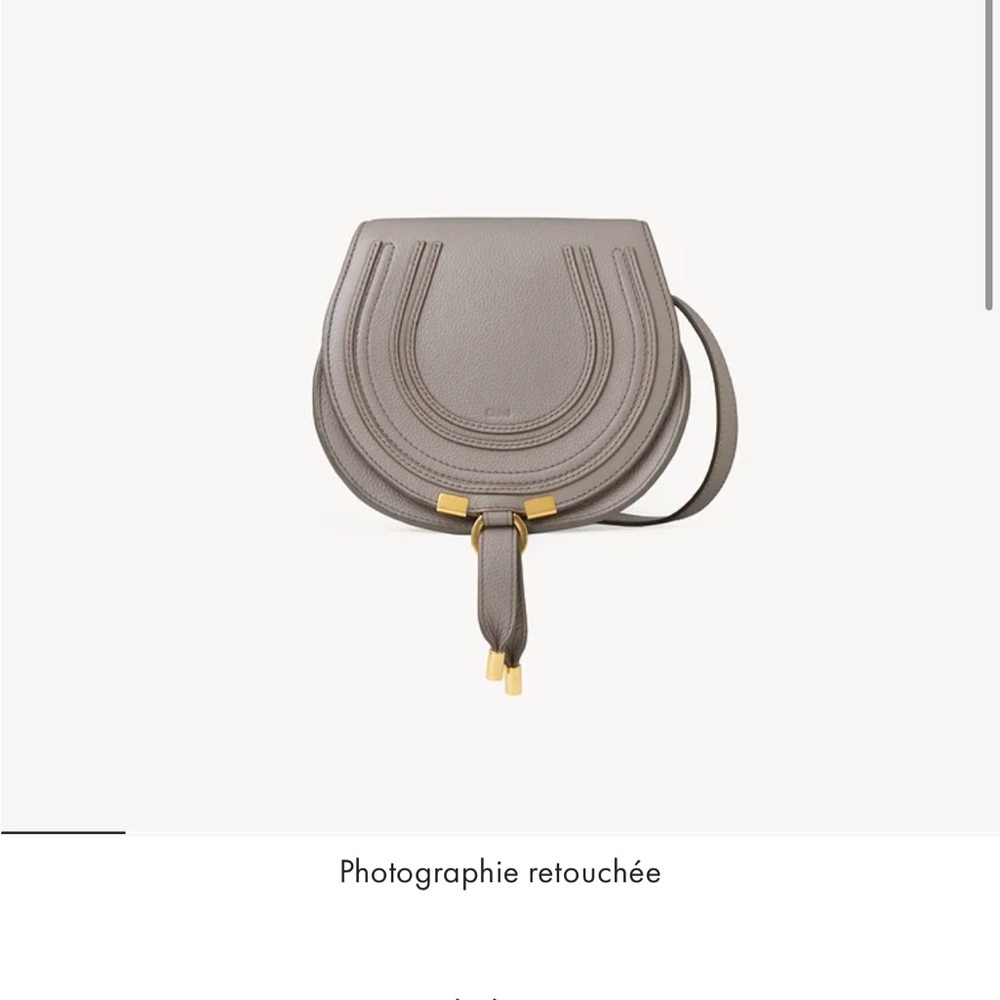 Chloe Marcie small Leather Crossbody Bag with Horseshoe Flap (cashmere grey)